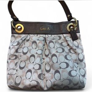 Coach Vintage Ashley Signature Shoulder Bag- Silver/Brown